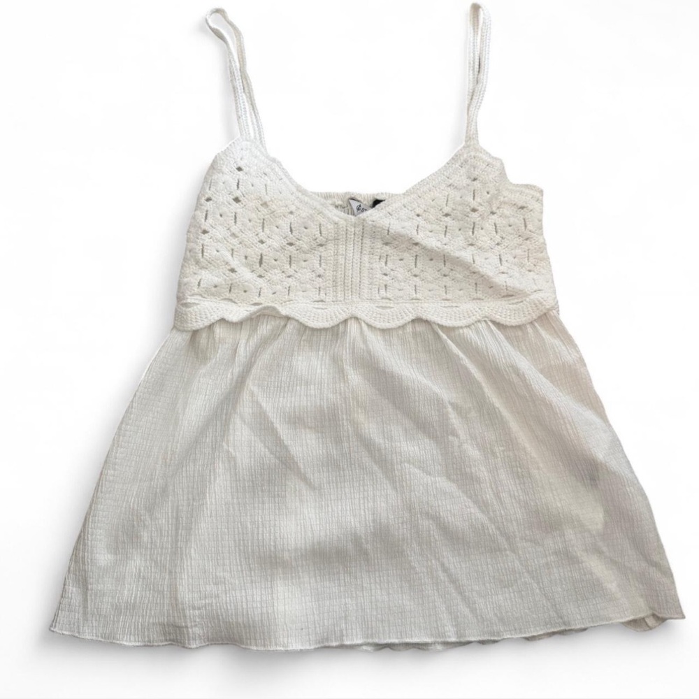Stradivarius Textured White Knit Top